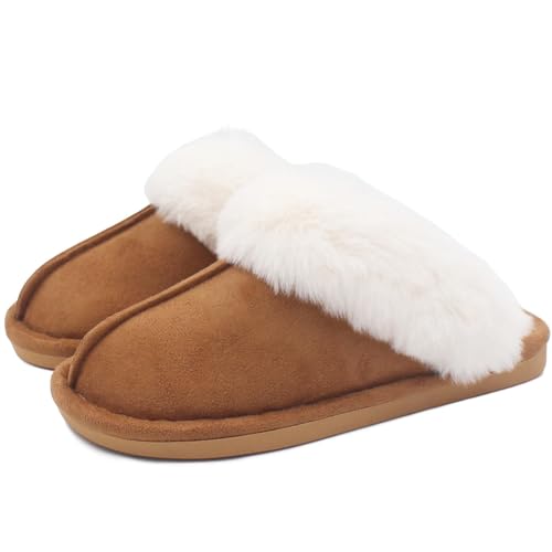Womens Slippers Soft Plush Warm House Shoes Anti-Slip Fluffy Fur Indoor/Outdoor Slippers