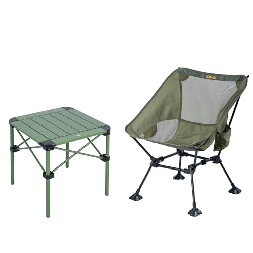 iClimb 1 Lightweight Stable Table and 1 Anti-Sink Large Feet Chair, Ultralight Compact for Adults Outdoor Camping Backpack...
