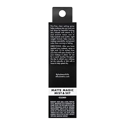e.l.f., Matte Magic Mist & Set - Small, Lightweight, Long Lasting, Mattifying, Revitalizes, Controls Shine, Refreshes, Hyd...