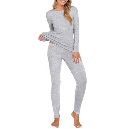ANRABESS Thermal Underwear for Women Long Johns Fleece Lined Base Layer Pajama Set Cold Weather Top Bottom Winter Clothing