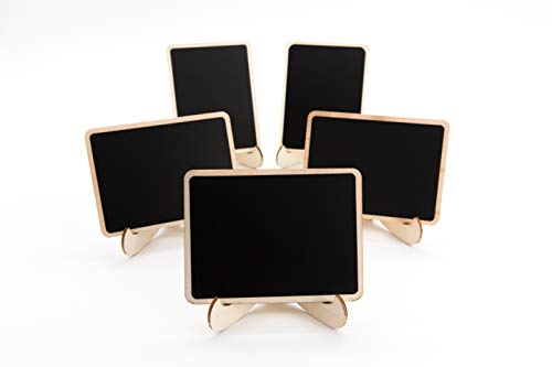 DSTELIN 10 Pack Mini Chalkboards Signs with Easel Stand, Small Rectangle Chalkboards Blackboard, Wood Place Cards for Wedd...