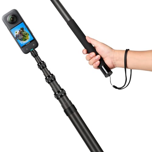 kezhi Ultra Long 3m/118 Inch Extension Pole Carbon Fiber Invisible Selfie Stick for Insta360 X5 X4 Insta 360 X5 X4 X3 X X2...