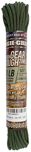 TOUGH-GRID 550 Paracord Rope Nylon Parachute Cord, Made in USA Survival Kit, Outdoor Adventures, Camping, Tactical Gear & ...