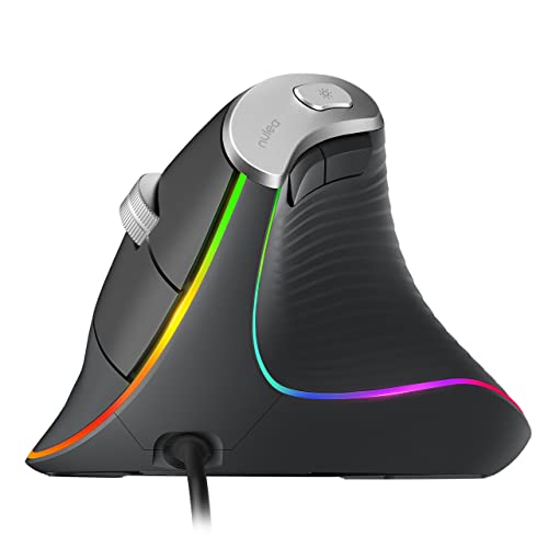 Nulea M504 Wired Vertical Mouse, USB Ergonomic Optical Mouse with 4 Adjustable DPI, 11 RGB Backlight Modes, Compatible for...