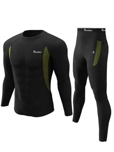romision Thermal Underwear for Men Long Johns Fleece Lined Hunting Gear Bottom Top Set Base Layer for Cold Weather Gift