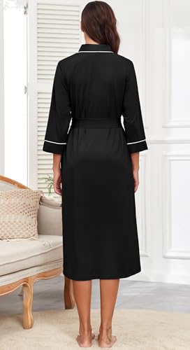 PrinStory Womens Robe Long Kint Bathrobe Lightweight Soft Robes Ladies Bath Robe