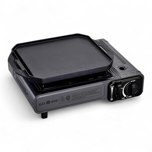 GasOne GS-1000G-KIT Butane Gas Stove with Flat Top Griddle Included – Butane Grill Tent Stove Burners for Cooking for Camp...