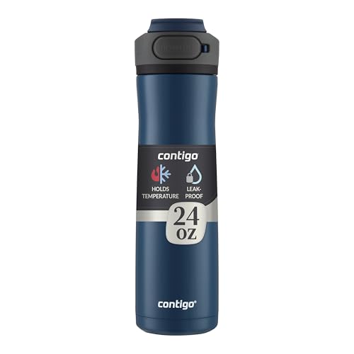 Contigo Cortland Chill 2.0 Blueberry Stainless Steel Water Bottle Vacuum-Insulated Spill-Proof Lid 24oz Ideal for Hot or C...