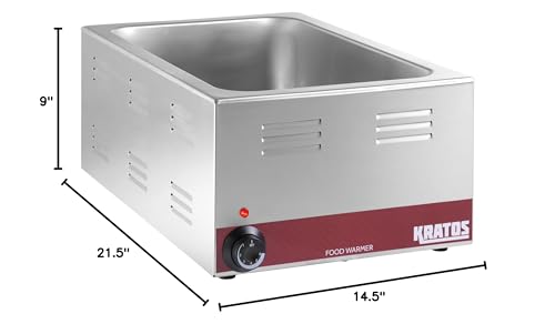 Kratos Commercial Electric Countertop Food Warmer | Portable Steam Table Food Warmer | 120V, 1200 Watts, Stainless Steel | Fits 12" x 20" Food Pans (28W-168)