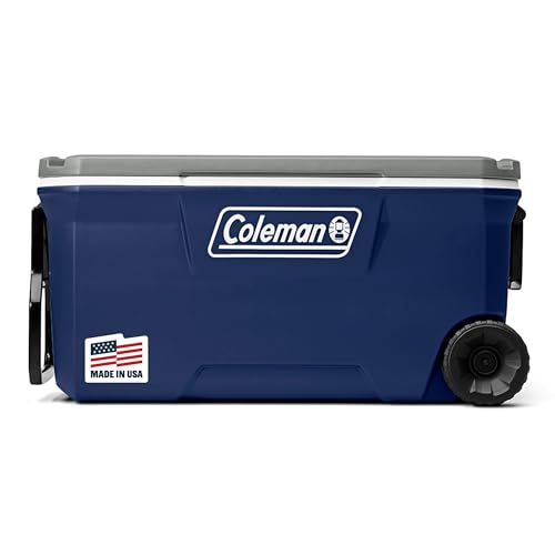 Coleman Classic Series Insulated Portable Rolling Cooler with Wheels, Leak-Resistant Outdoor Hard Cooler Keeps Ice up to 5...