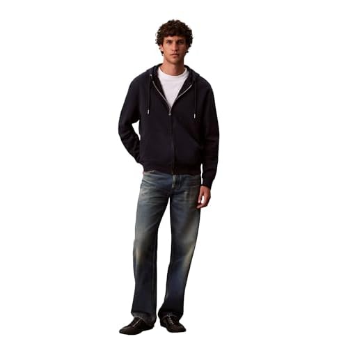 Calvin Klein mens Relaxed Fit Archive Logo Fleece Full Zip Hoodie