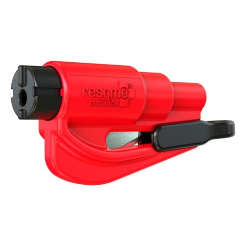 resqme,The Original Emergency Keychain Car Escape Tool, 2-in-1 Seatbelt Cutter and Window Breaker, Made in USA, Red - Comp...