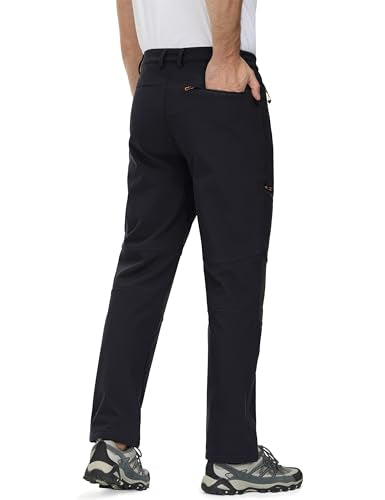 MAGCOMSEN Men's Winter Pants Fleece Lined Ski Snow Pants Water Resistant 4 Zip Pockets Outdoor Pants