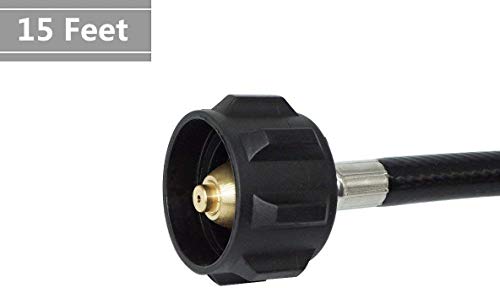 DOZYANT 15 Feet Propane Adapter Hose 1 lb to 20 lb Converter Replacement for QCC1 / Type1 Tank Connects 1 LB Bulk Portable...