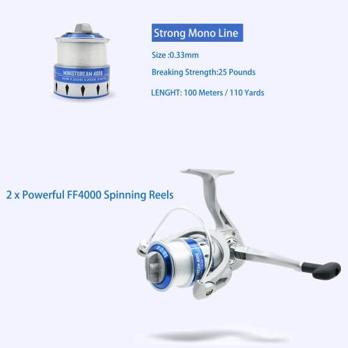 Fishing Pole Combo Set,2.1m/6.89ft 2PCS Collapsible Rods 2PCS Spinning Reels Lures Set Carrier Bag Carbon Fiber Telescopic...