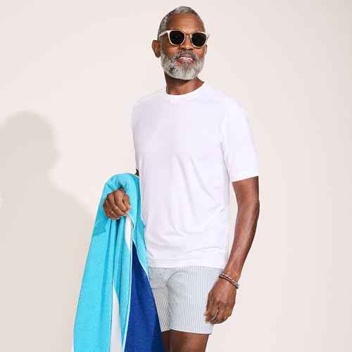 Lands' End Men's Short Sleeve Swim Tee Rash Guard