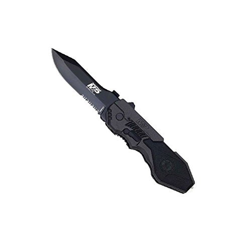 Smith & Wesson SWMP4LS 8.6in S.S. Assisted Folding Knife with 3.6in Serrated Clip Point Blade and Aluminum Handle for Outd...