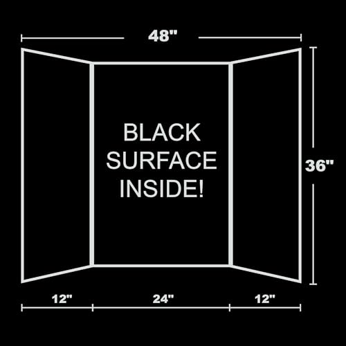 BAZIC Products Trifold Poster Board – Black Corrugated Cardboard Display Board for School Projects, Science Fairs, Photos,...