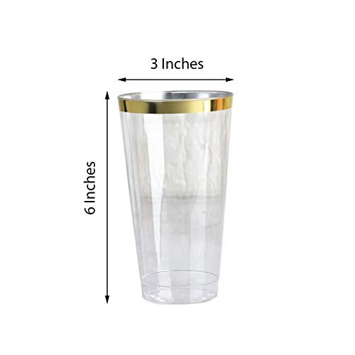 36 pcs 17 oz Clear with Gold Rim Plastic Glasses - Disposable – Clear Drinkware, Plastic Wine Glasses for Weddings Parties...