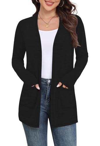 Yincro Womens Lightweight Cardigan Long Sleeve Open Front Casual Sweater Cardigans with Pockets