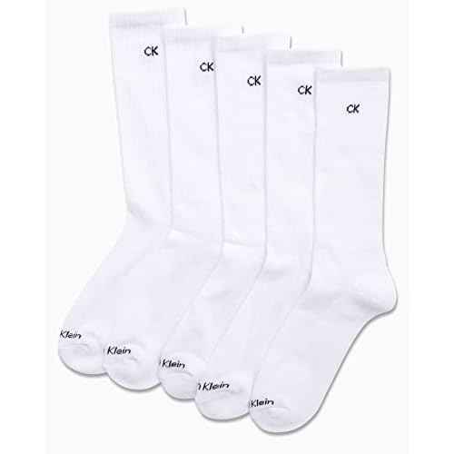 Calvin Klein Mens Crew Socks - 5 Pack Athletic Mid Calf Socks for Men (7-12)