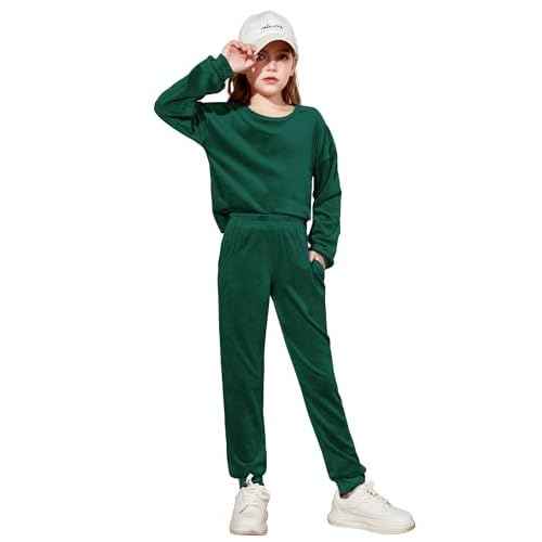 Arshiner Girls 2 Piece Outfit Sweatsuits Set Kids Velour Sweatshirts & Sweatpants Tracksuits Set for Girls