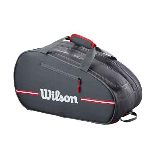 WILSON Team Padel Bag - Holds up to 4 Padel Rackets, Black/Red