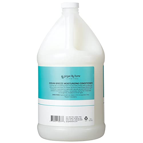 Ginger Lily Farms Club & Fitness Moisturizing Conditioner for Dry Hair, 100% Vegan & Cruelty-Free, Ocean Breeze Scent, 1 Gallon Refill (Pack of 4)