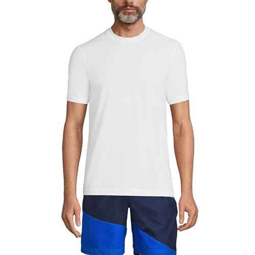 Lands' End Men's Short Sleeve Swim Tee Rash Guard