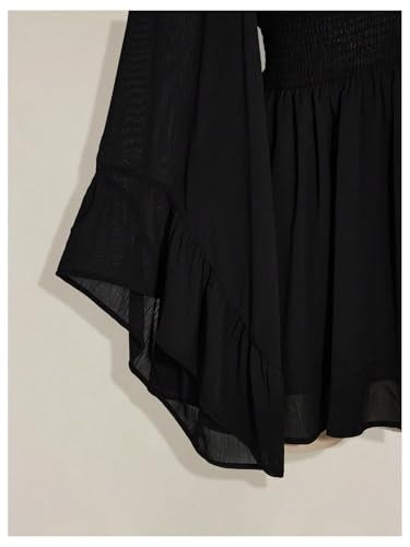 BEAUDRM Women's Plus Size Boho Western Dress Bell Sleeve Cowgirl Hippie Mini Dress Mesh A Line Casual Flowy Dresses