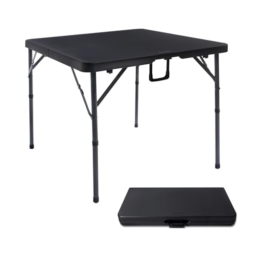 Byliable 34" Square Folding Card Table, Fold-in-Half Utility Dining Portable Table Heavy Duty HDPE Plastic Foldable with C...