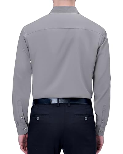 Alimens & Gentle Mens Dress Shirts 4-Way Stretch Long Sleeve Collared Casual Solid Wedding Dating Button Down Shirt