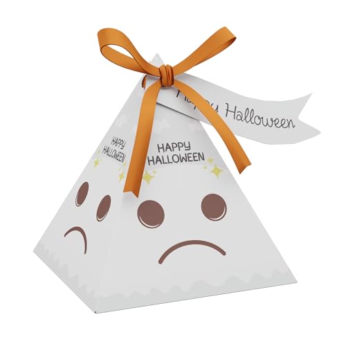 Giphtkom 24PCS Cute Halloween Candy Boxes for Trick or Treat, Enlarge Design Snacks Goodie Boxes, 4 of Cute Pumpkin Ghost Zombie and Cat Patterns for Kids Halloween Party Favor Supplies