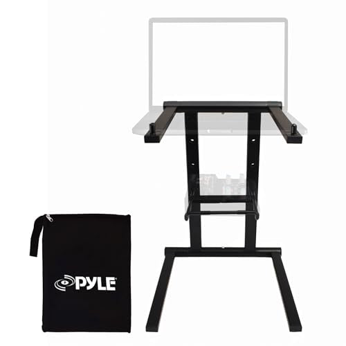 Pyle Portable Folding Laptop Stand - Foldable Laptop Stand with Adjustable Height, Secondary Accessory Tray for iPad, Tabl...