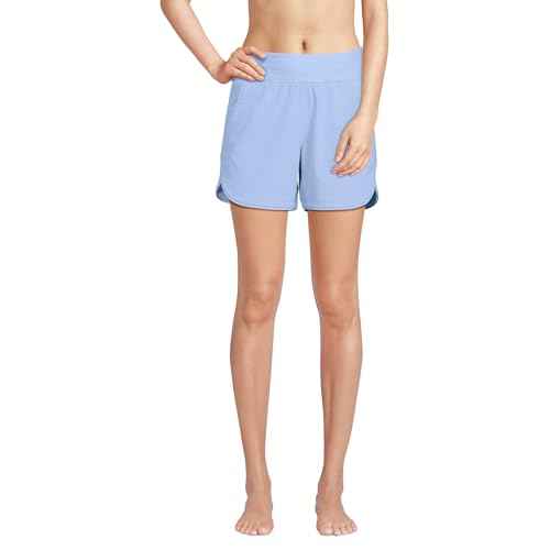 Lands' End Women's 5" Quick Dry Elastic Waist Board Shorts Swim Cover-up Shorts with Panty