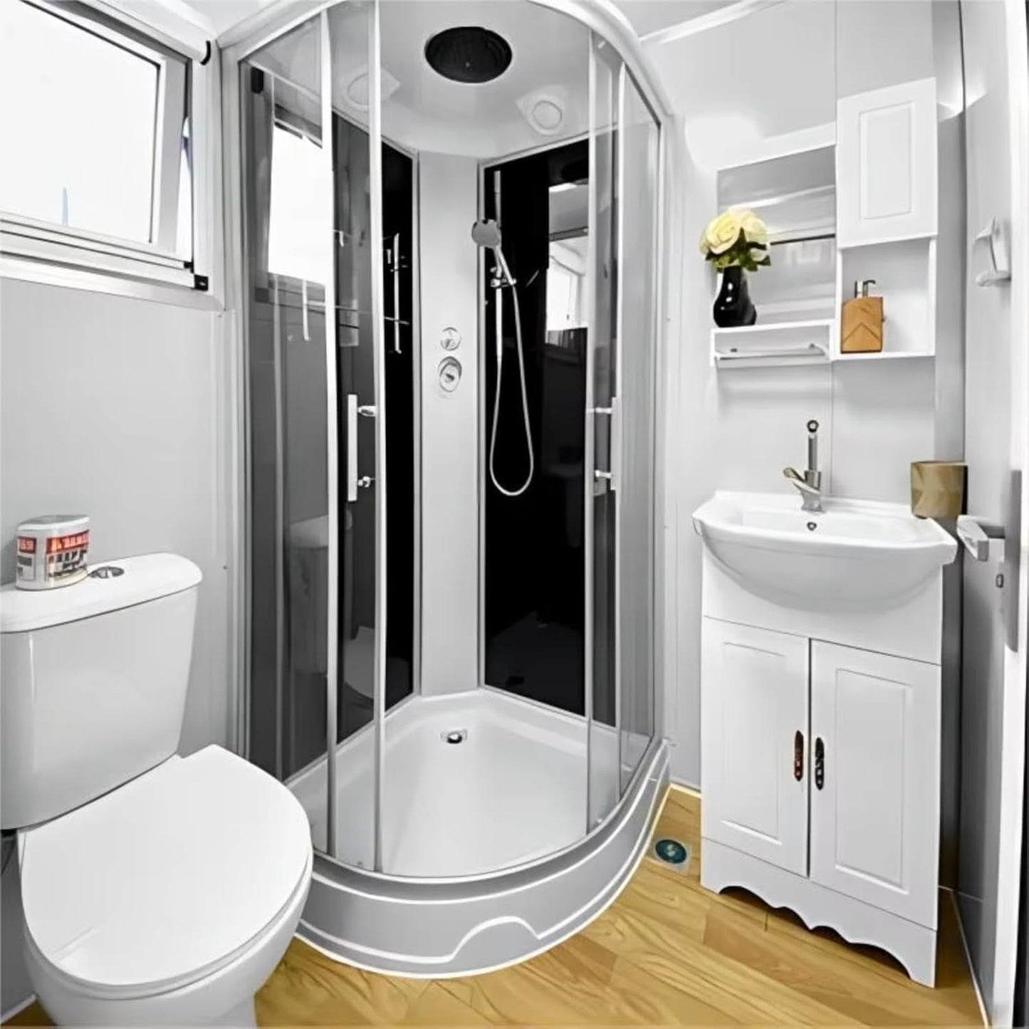 19X20Ft Prefab Tiny Home for Sale Modern Design Foldable Tiny House Prefab 2 Bedroom Modular Container House with Full Equiped Bathroom & Kitchen Boxable Expandable Folding House to Live in for Adult
