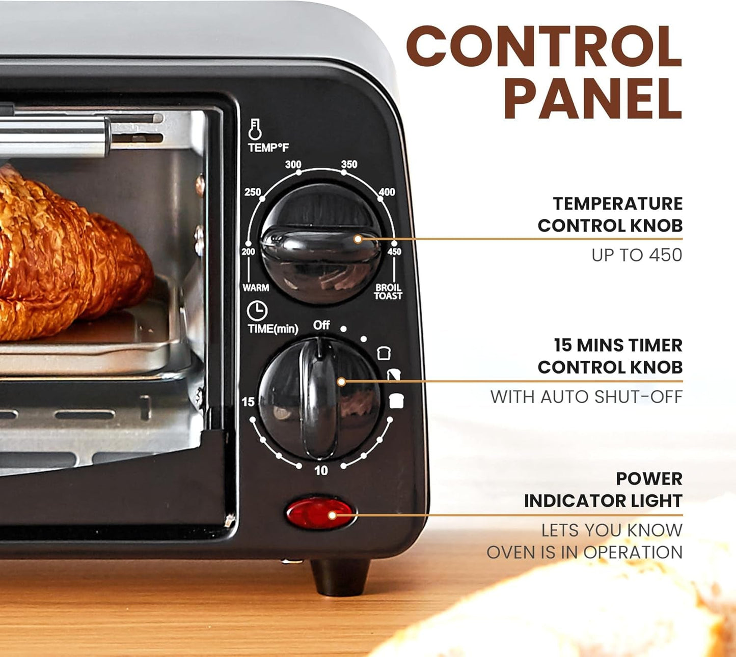 ETO236 Personal Compact 2 Slice Countertop Toaster Oven with 15 Minute Timer & Adjustable Temperature, Bake, Broil, & Toast, Black