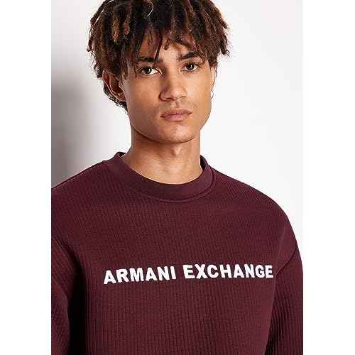 Armani Exchange mens Jacquard Fleece Classic Simple Logo Pullover Sweatshirt