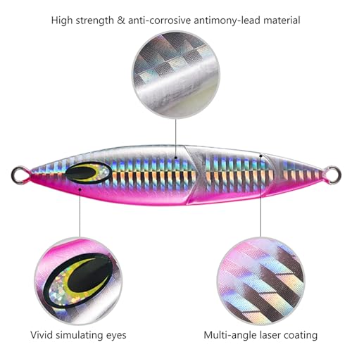 Vertical Jigs Luminous Slow Jigging Lure for Saltwater Freshwater Fishing 3 Colors 7 Weights