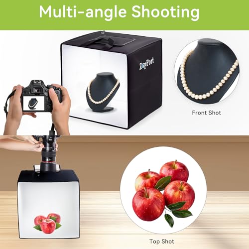 Photo Light Box Photography - 16"x16" Photo Studio Lightbox with 120 LED Lights & 6 Backdrops for Jewelry and Small Items ...