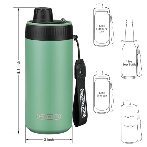 4 In 1 Beer Can Cooler Bottle Holder with Drinking Spout Lid for 12oz Regular, Slim Skinny Cans and Thermal Bottles,Sealed...