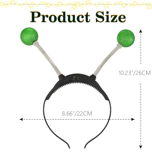 Sixexey Light Up Alien Headband LED Martian Antenna Hair Band Space Costume Hair Accessories for Halloween Party
