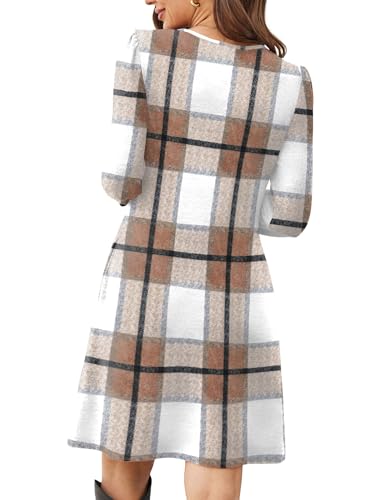 OFEEFAN Womens Long Sleeve Tunic Dress Fall Fashion Sweater Dress with Pockets Pleated Front Casual Winter