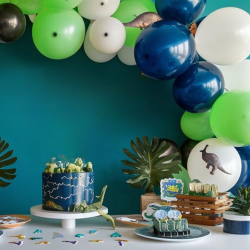 60Pcs Blue and Green Balloons, 12 Inch Navy Blue Fruit Green Confetti Balloons Teal Blue White Latex Balloon for Kids Birt...