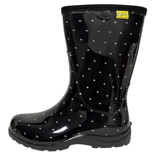 Kprm Women's Rain Boots Waterproof Mid Calf Rubber Garden Boots for Women Outdoor Mud Work with Comfort Insole