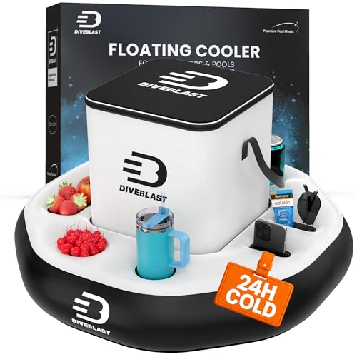 DIVEBLAST Floating Cooler for Pool, Lake, River & Kayak - Holds Up to 24 Cans with Ice - Leakproof Insulated Cooler for Ri...