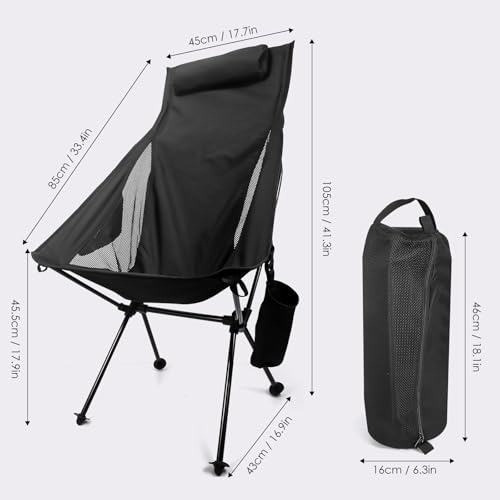 ShellBr8ker Folding Camping Chair, Portable High Back Space Chair, Breathable Mesh Moon Lightweight Outdoor Fishing Chair ...