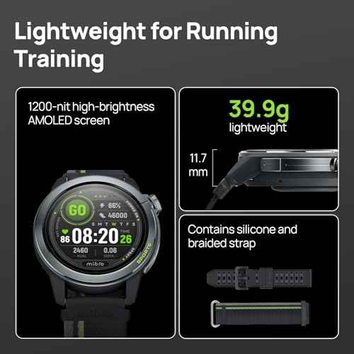Mibro GS Active2 Running GPS Watch with 46mm AMOLED, Lightweight and 15-Day Battery, Supports Training Guidance and Dual-Band GNSS, 150+ Sport Modes (Dark Gray)