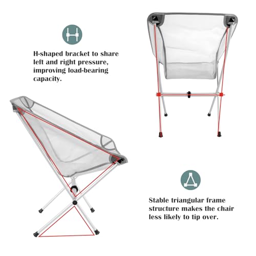 G2 GO2GETHER Ultra-Light Folding Camping Chair, All-Aluminum Frame, Surper Breathable Fabric, Easy to Carry, Compact Stora...