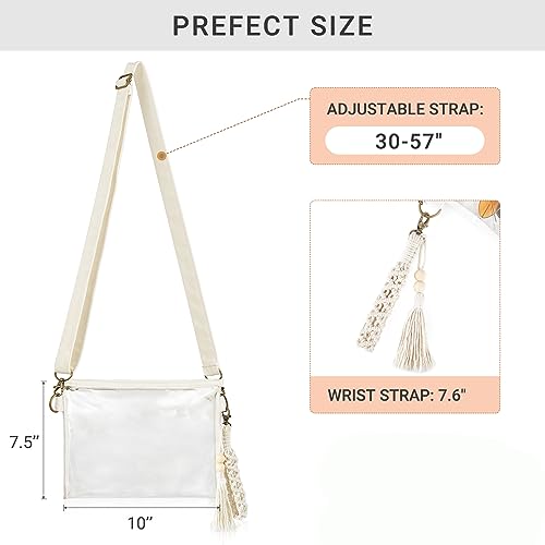Mkono Clear Bag Stadium Approved, Small Purse for Women with Macrame Wristlet Transparent Concert Crossbody Bag for Sport ...